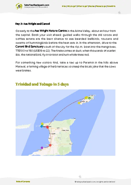 example page 4 from our offline Travel Guide for Trinidad and Tobago
